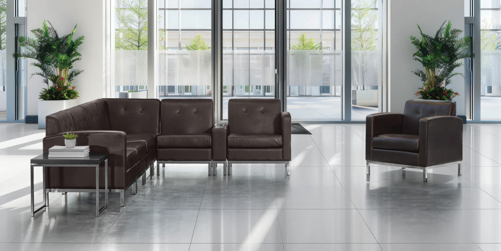 Wall Street Arm Chair, Espresso Faux Leather
