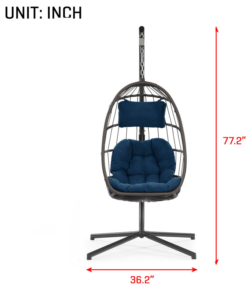 Outdoor Patio Wicker Swing Chair Hanging With Cushion