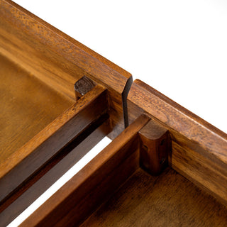 GDF Studio Elrod Dark Oak Acacia Wood Storage Desk With Rustic Metal Iron Accent