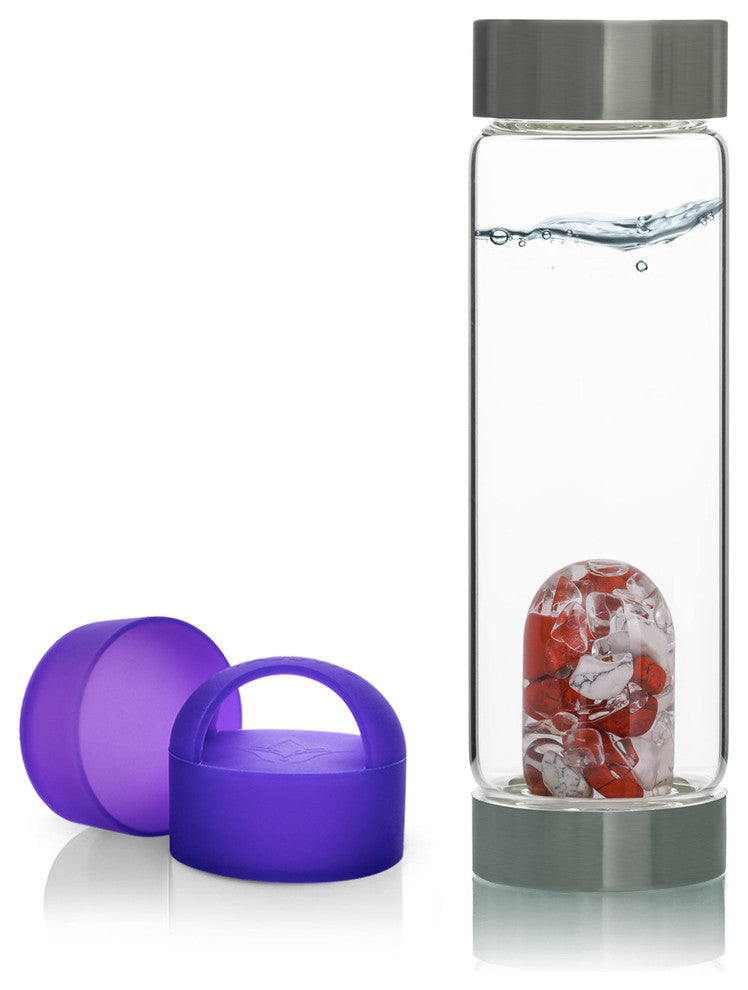 Water Bottle, VitaJuwel ViA Gemwater Bottle, Purple Loop Caps, Fitness