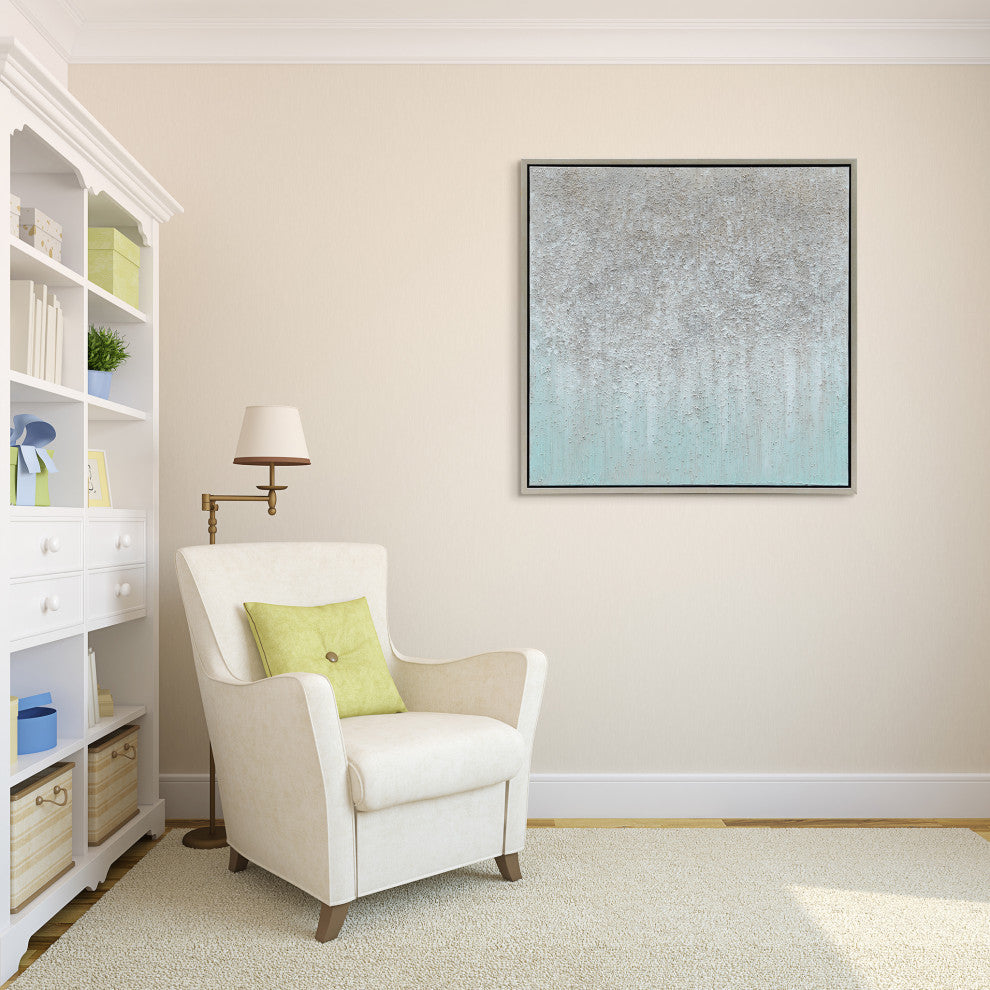 Silver Field Textured Metallic Hand Painted Abstract Wall Art by Martin Edwards