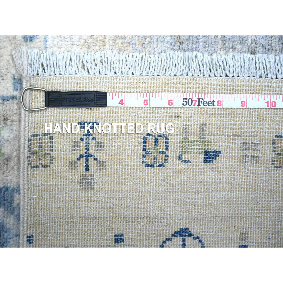 Gray Kashkuli Gabbeh Pure Wool Hand Knotted Oriental Rug, 6'x8'8"
