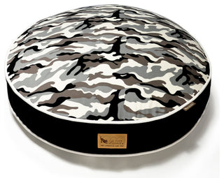 Round Bed Camouflage, White, Large