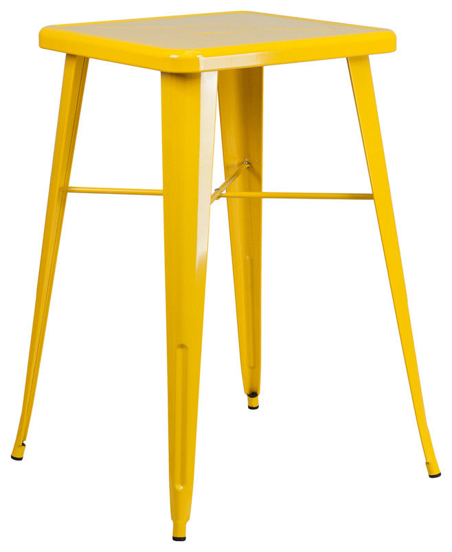 Flash Furniture 28" Square Metal Bar Table in Yellow