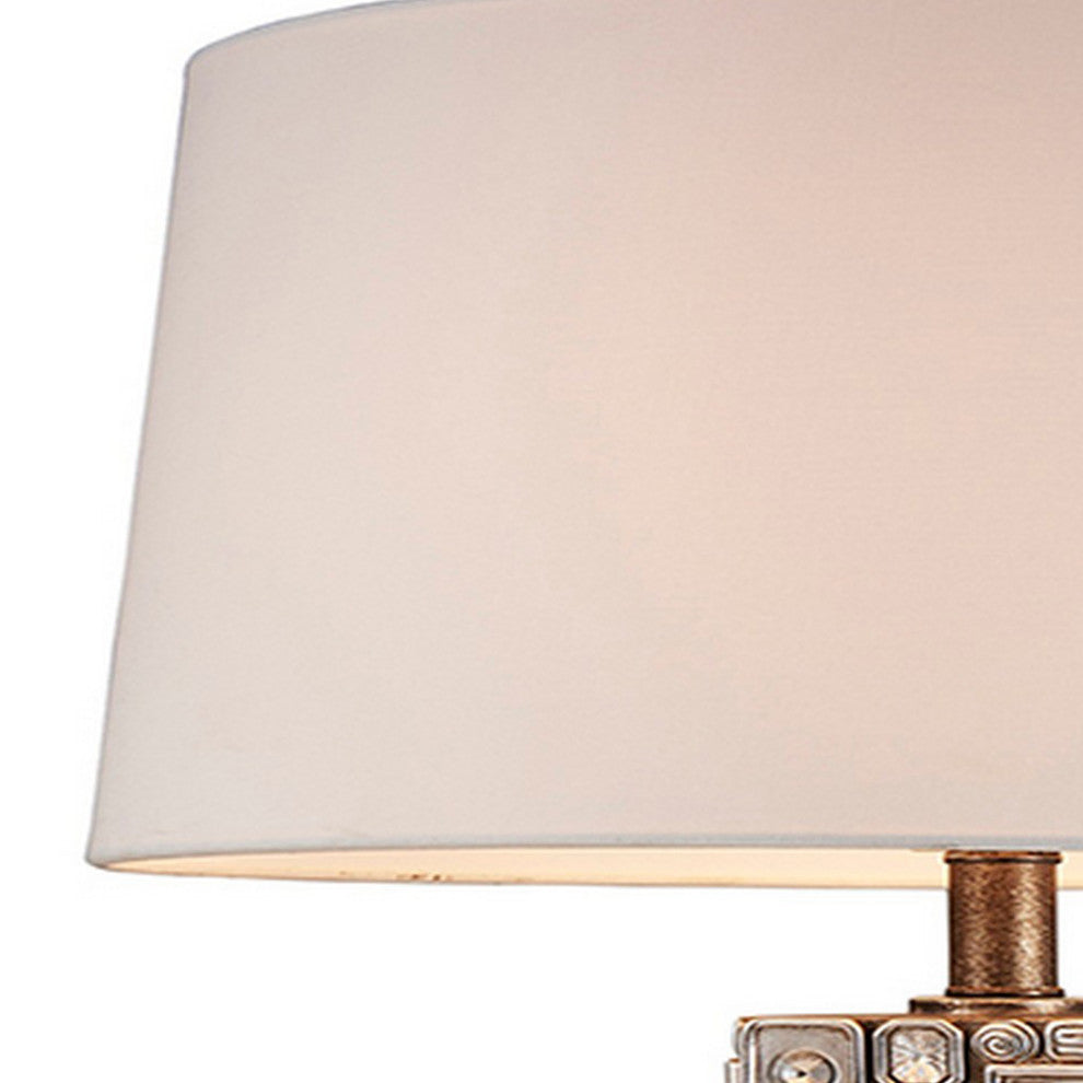 Benzara BM240307 Table Lamp With Abstract Mirror Block Base, Bronze