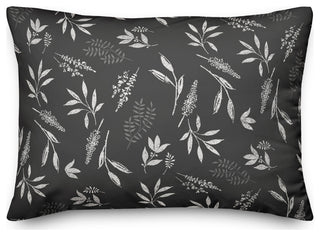 Gray Botanical Pattern 14x20 Spun Poly Pillow