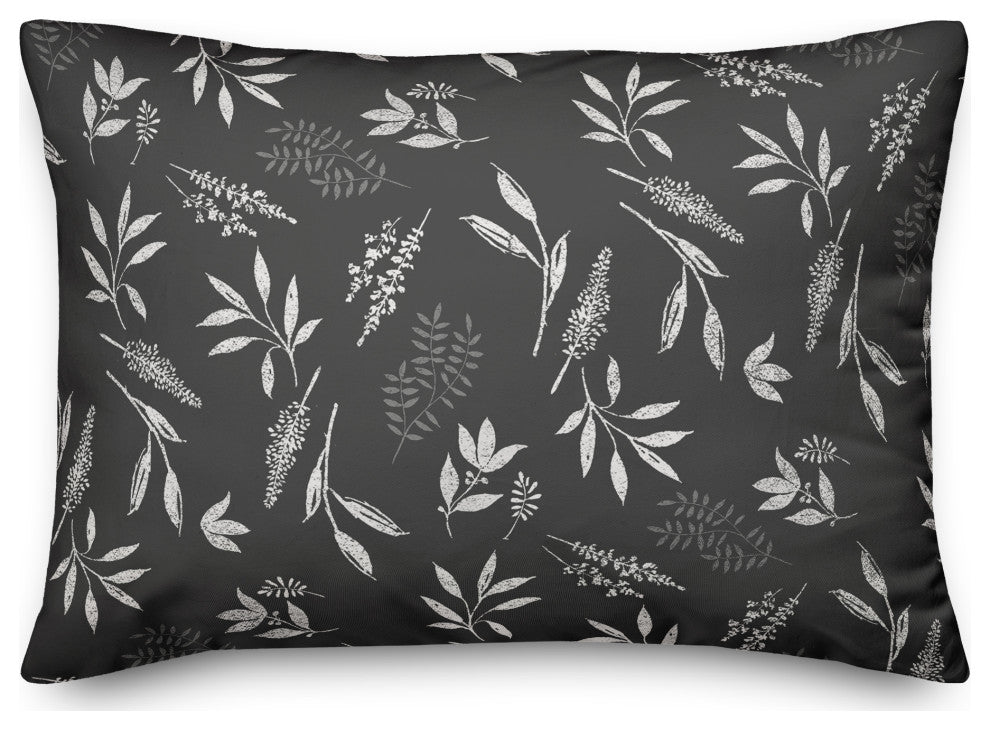 Gray Botanical Pattern 14x20 Spun Poly Pillow