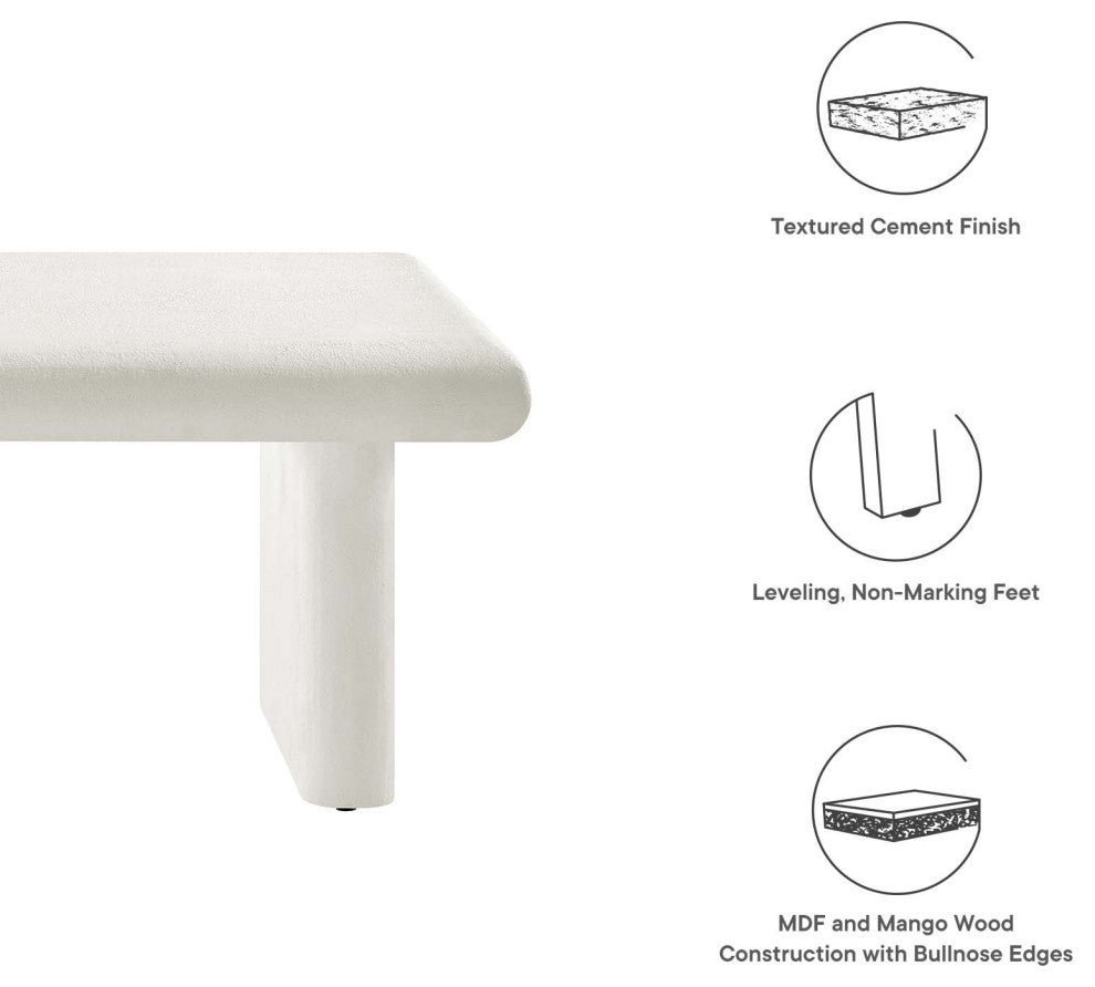 Relic Concrete Textured Coffee Table - White
