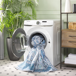 Safavieh Arizona Machine-Washable Collection ARZ105 Rug, Beige/Blue, 5'x8'