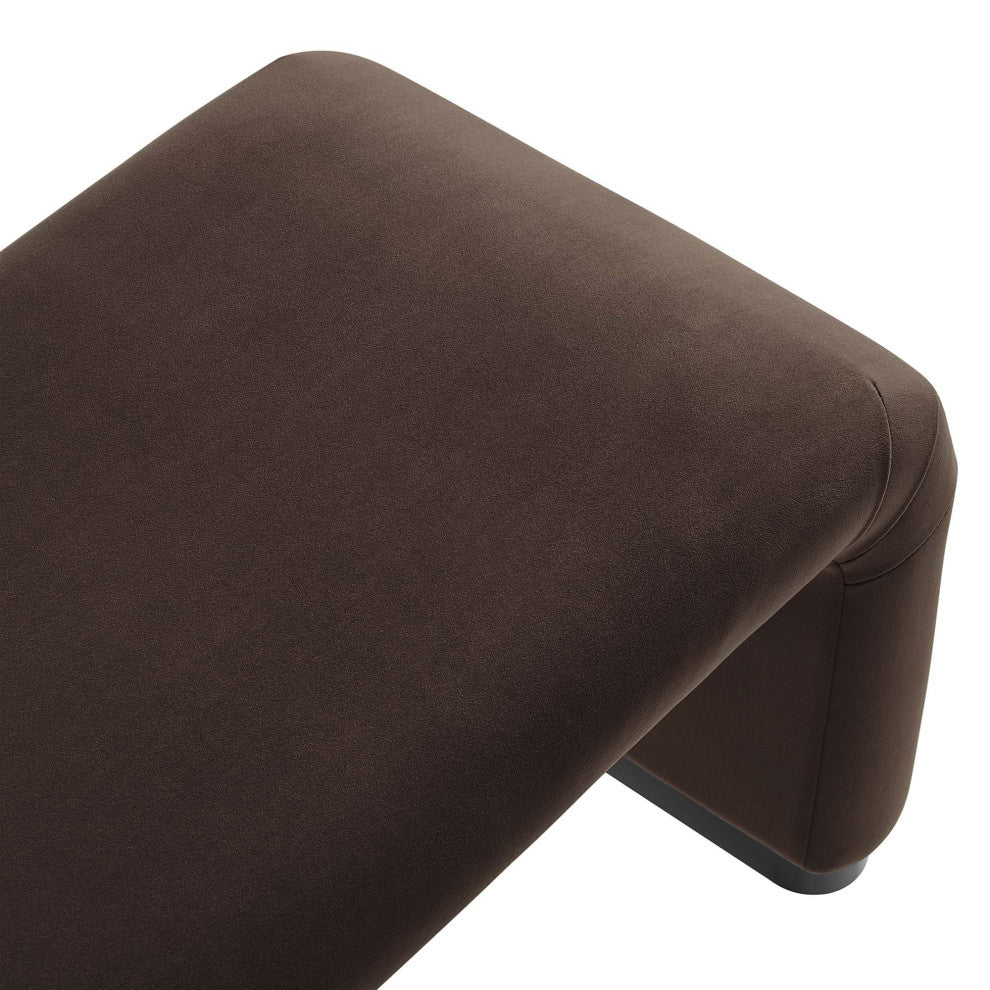 Koda Performance Velvet Waterfall Long Bench, Black Chocolate Brown