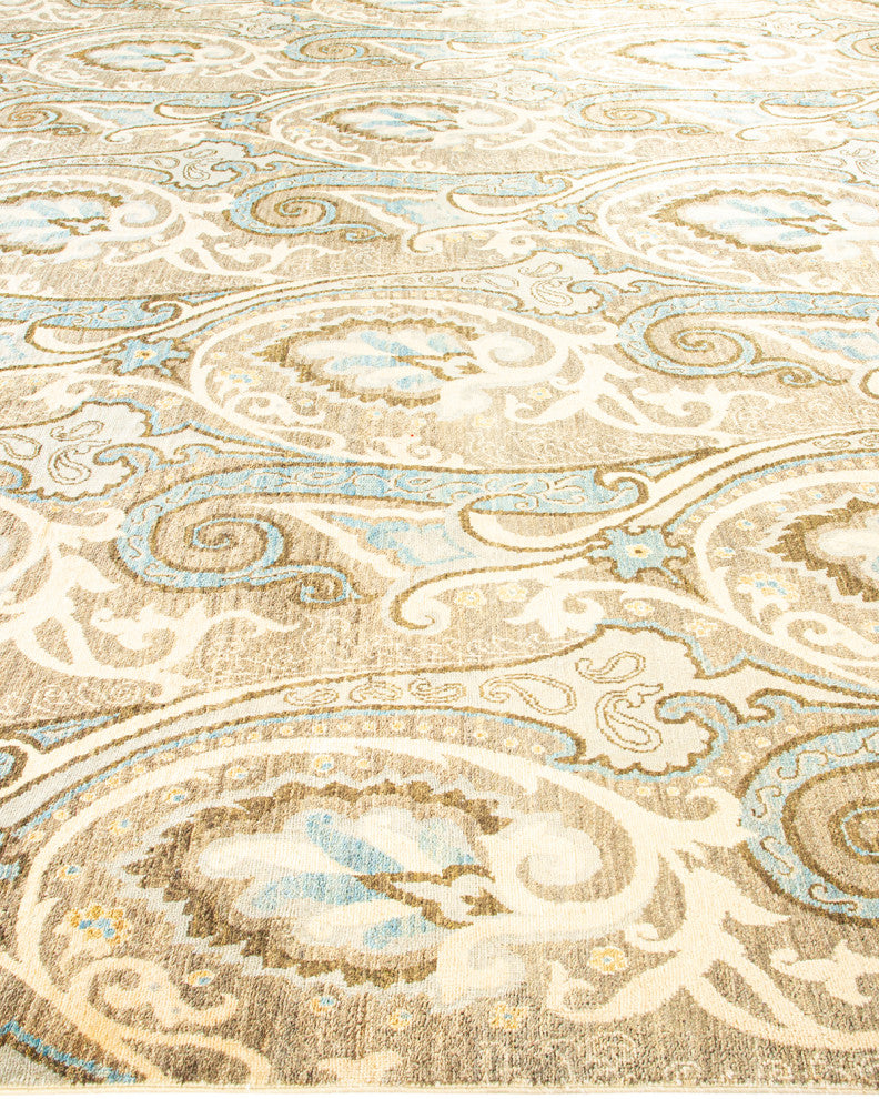 Bhoi One-of-a-Kind Hand-Knotted Area Rug Light Gray, 10'0"x14'2"