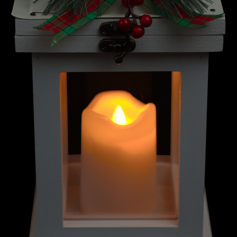 White Christmas Lantern with LED Candle