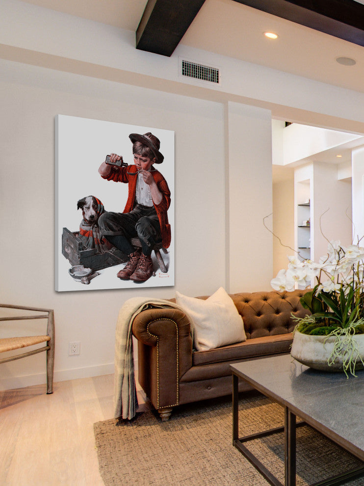 "Sick Puppy" Painting Print on Canvas by Norman Rockwell