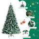 Costway 6ft Snow Flocked Hinged Christmas Tree w/1000 Branch Tips & Pine Cones