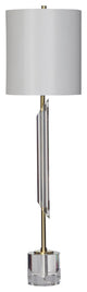 Clear Crystal Metal Table Lamp With White Shade, Gold