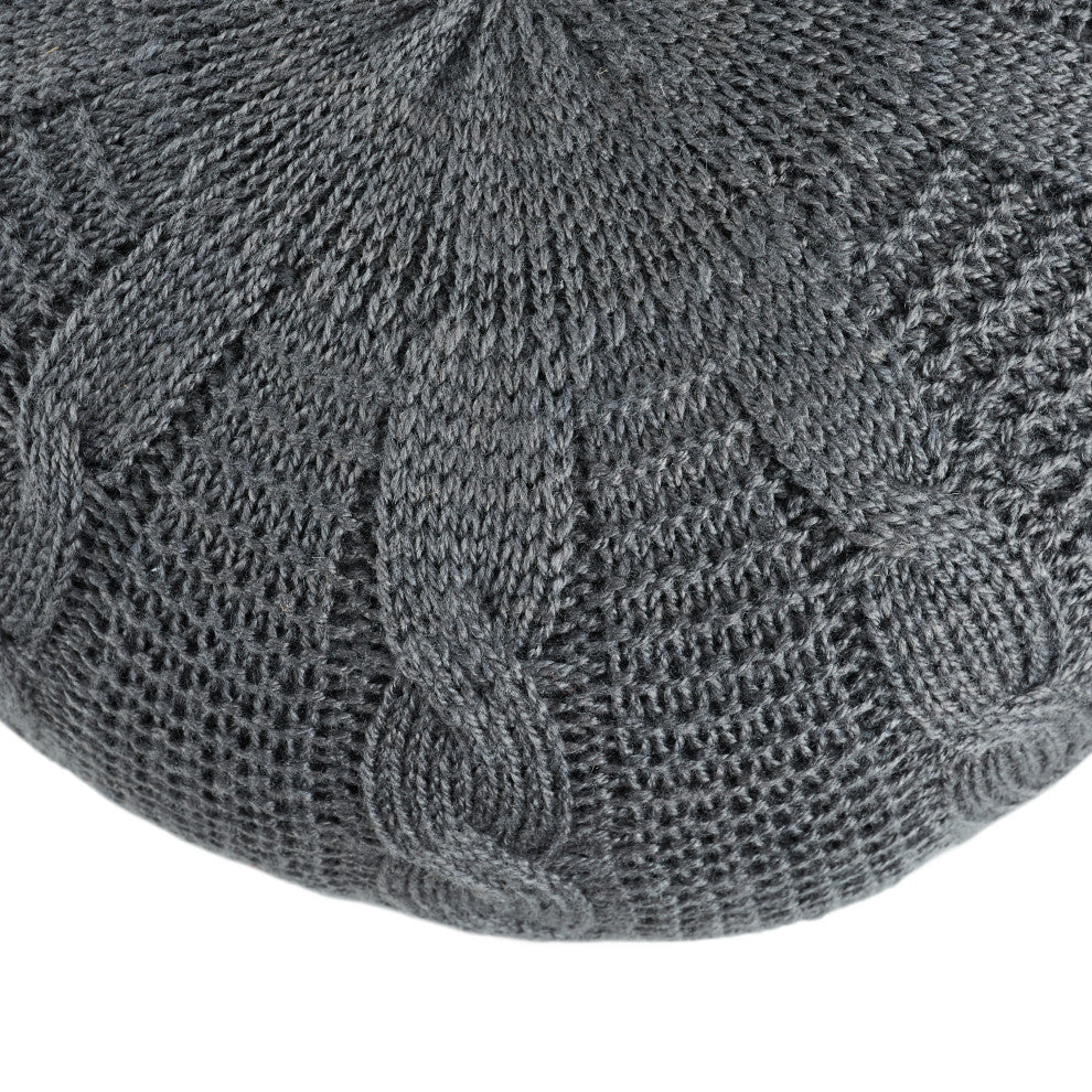 Vibe by Millie Solid Gray Round Pouf
