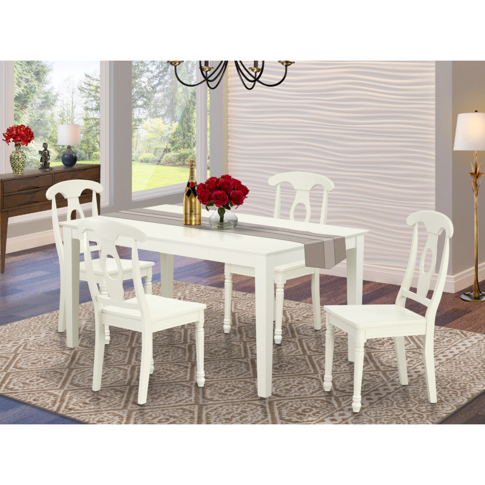 Cake5-Lwh-W 5-Piece Rectangular 60" Table And 4 Panel Back Chairs