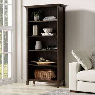 Amherst Solid Wood 36" 5 Shelf Bookcase, Hickory Brown