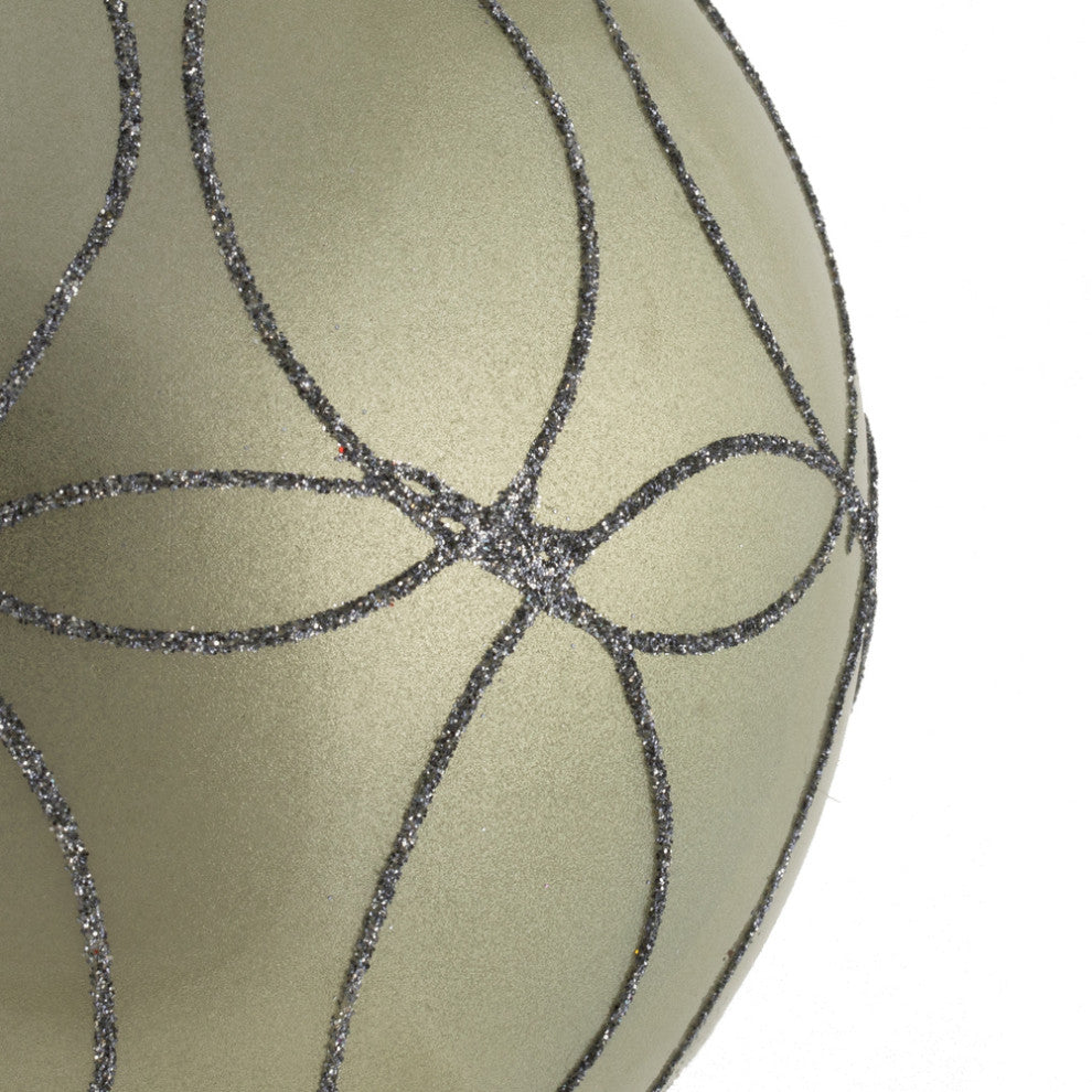 Candy Ornament With Circle Glitter Pattern , Limestone, 4.75"
