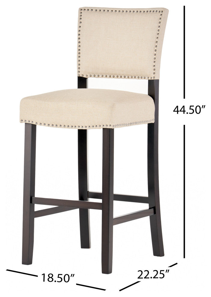 William Contemporary Linen Barstools, Set of 2