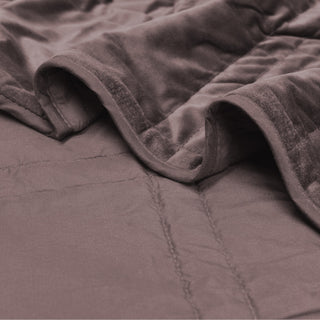 3 Piece Box Quilted Micromink King Bedspread, Seal Brown