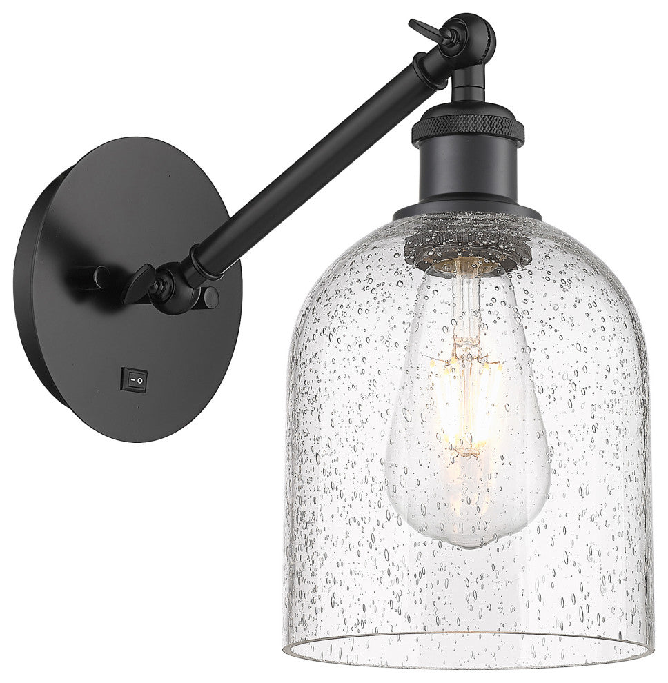 Ballston-Bella 1-Light 6" Sconce, Arm Adjusts Up/Down, Matte Black, Seedy