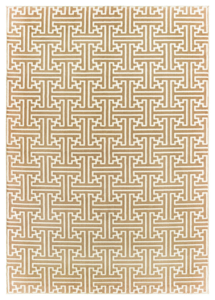 Oriental Weavers Bowen Gold/ Ivory Geometric Indoor Area Rug 6'7"X9'6"