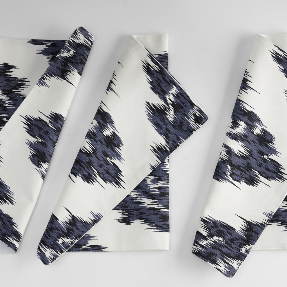 Ikat Printed Cotton Table Runner and Placemats, Ikat Blue