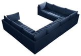 Jacob Velvet Upholstered 8-Piece U-Shaped Modular Sectional, Navy