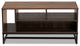 Modern and Temporary Walnut Finished Wood and Metal Coffee Table