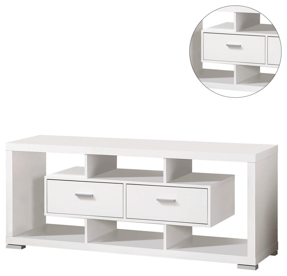 59" 2-drawer Rectangular TV Console, White