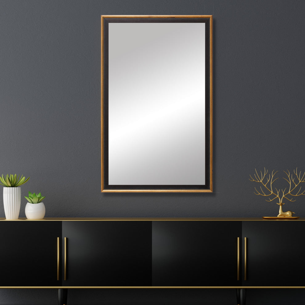 Kendall Framed Wall Mirror, Black and Gold, 26"x38"