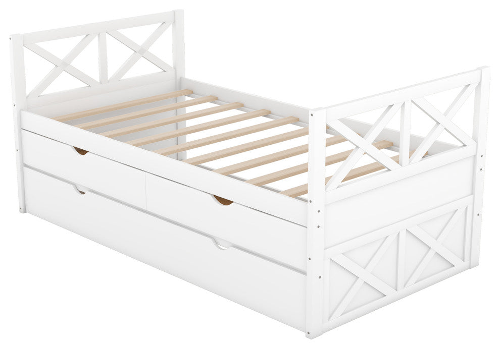 Gewnee Multi-Functional Daybed with Drawers and Trundle in White