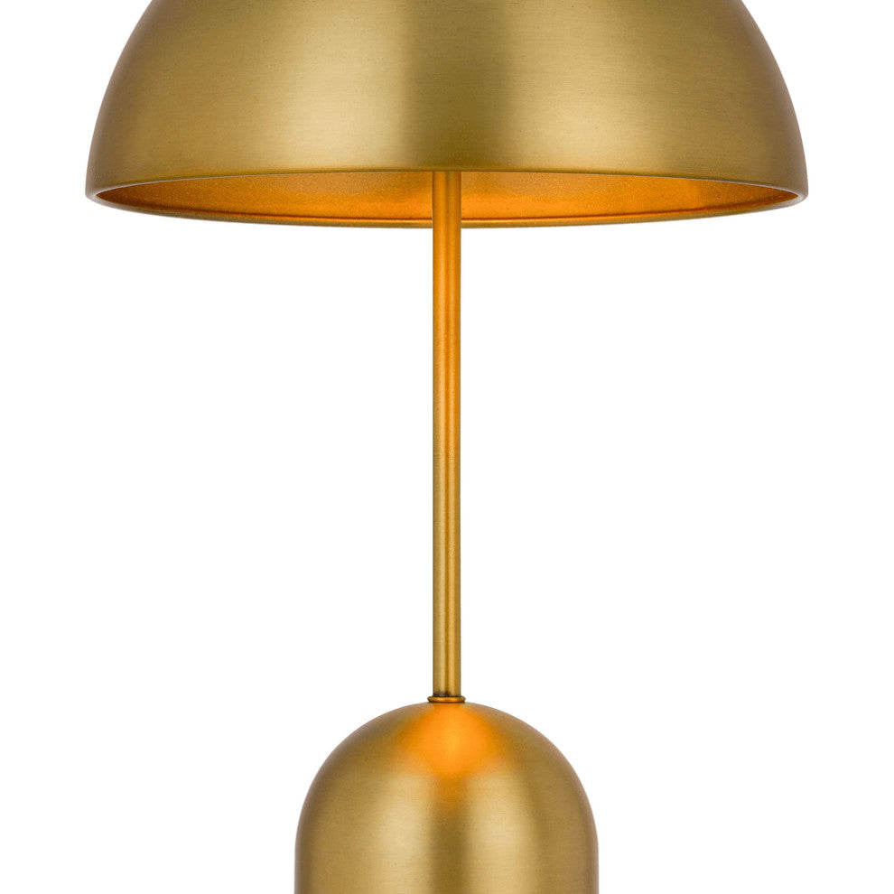 20" Antiqued Brass Metal Desk Table Lamp With Antiqued Brass Dome Shade