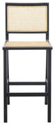 Safavieh Couture Hattie French Cane Barstool, Black/Natural