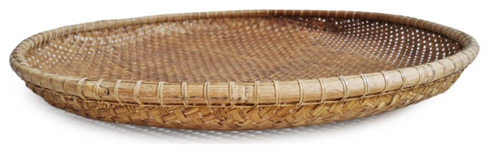 Bamboo Woven Round Tray, Large