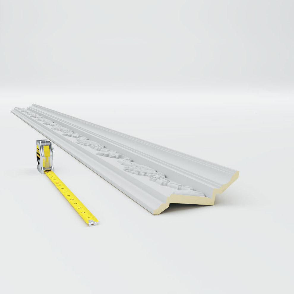 6 1/4"Hx3 3/8"Px7"Fx96 1/8"L, 16" Repeat, Shell Crown Moulding