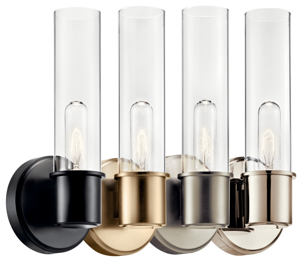 Aviv 24" 2 Light Wall Sconce With Clear Glass, Polished Nickel