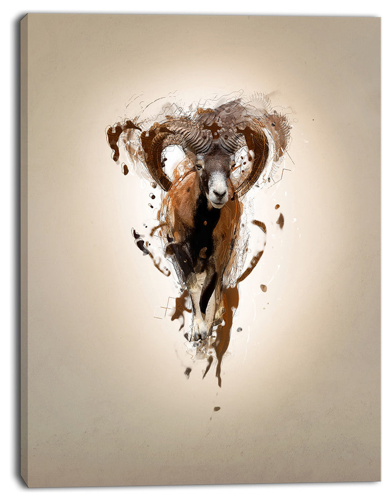 Mouflon Abstract Walking, Animal Canvas Wall Art, 30"x40"