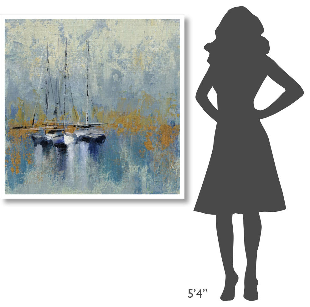 "Boats in the Harbor III" Digital Paper Print by Silvia Vassileva, 42"x42"