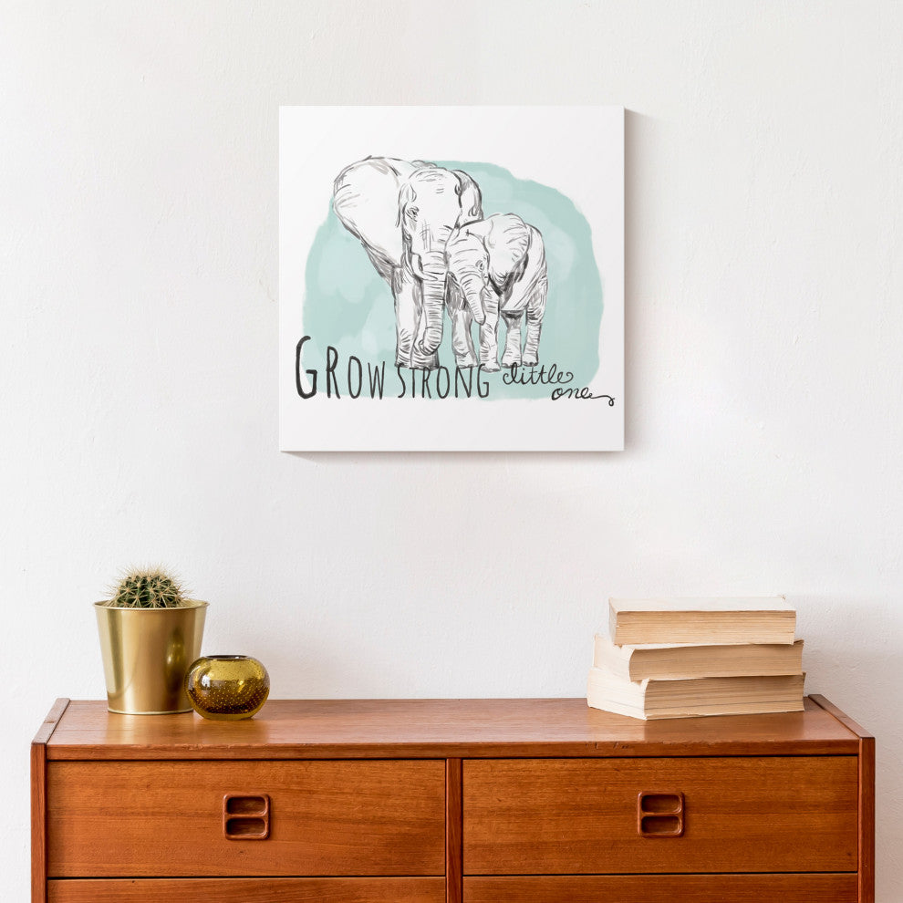 Grow Strong Elephant 12x12 Canvas Wall Art