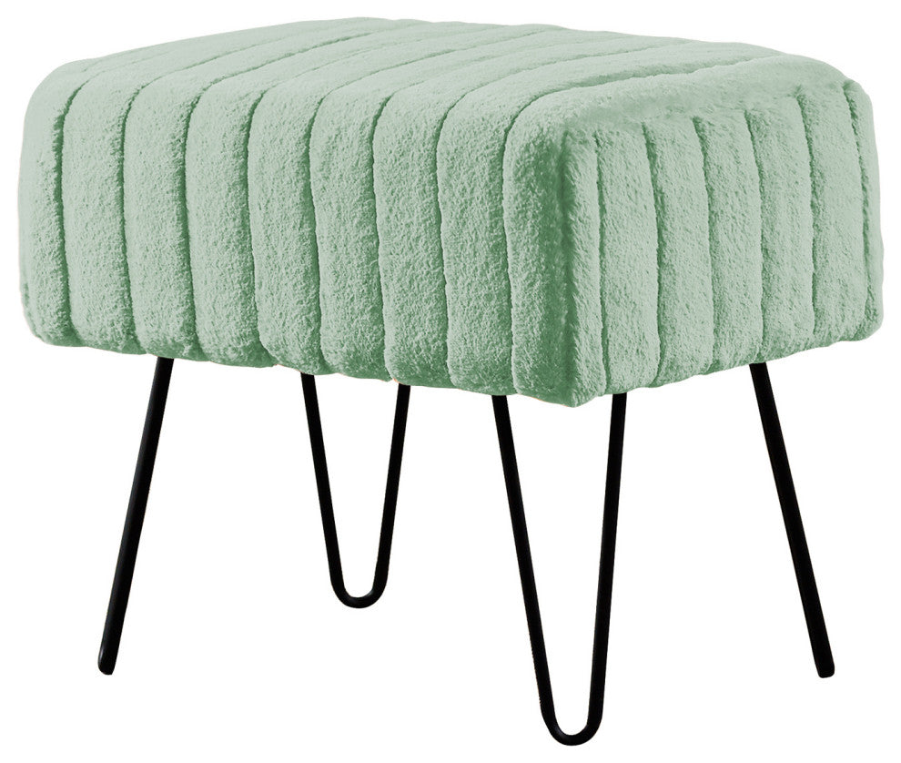 Serenta Super Mink Ottoman, Sea Foam, 19''x13''x17''
