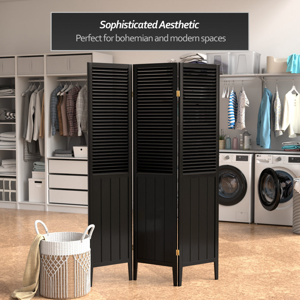 6' Tall Beadboard Divider, Black, 3 Panels