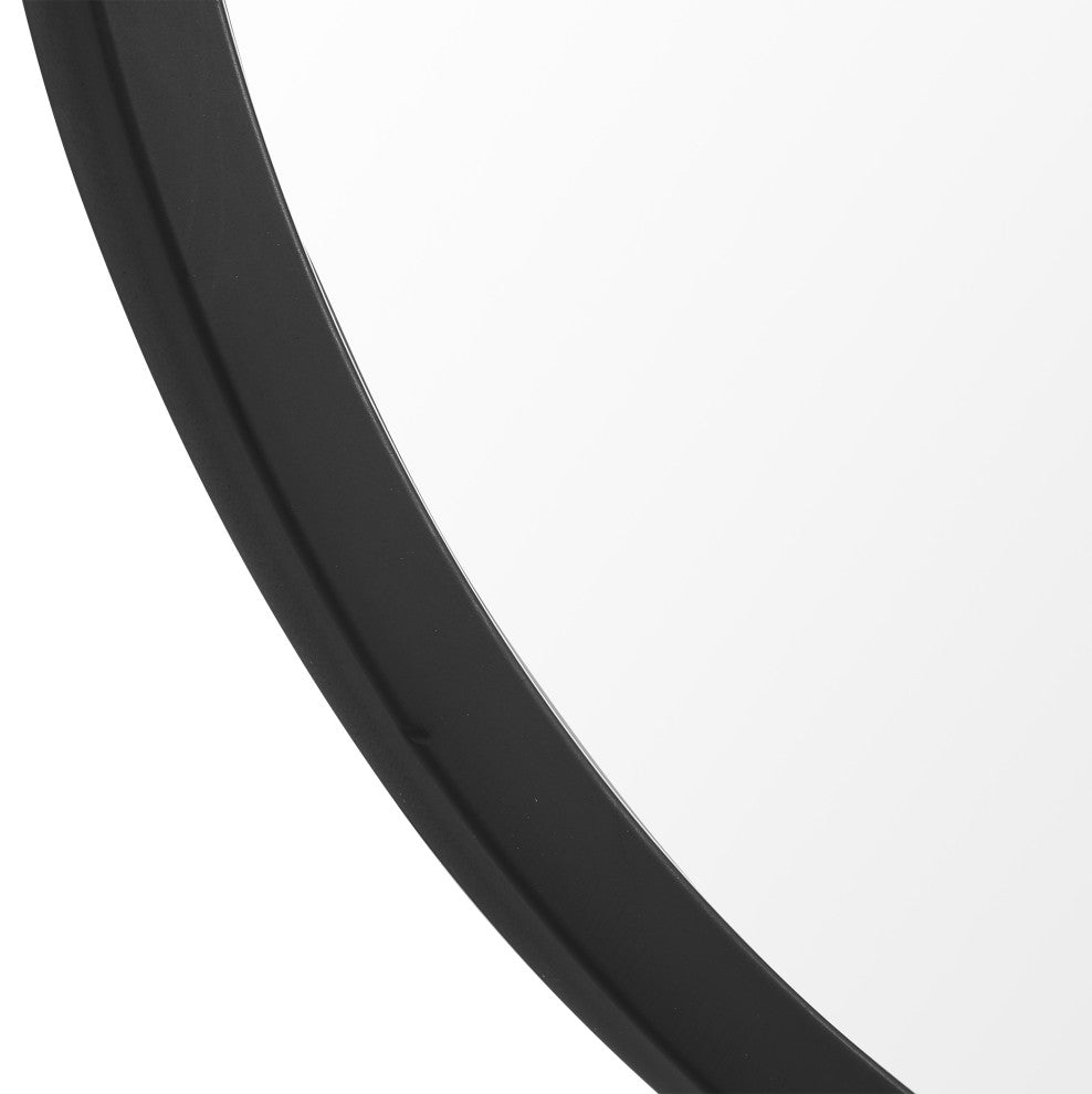 32" Industrial Black Oval Mirror