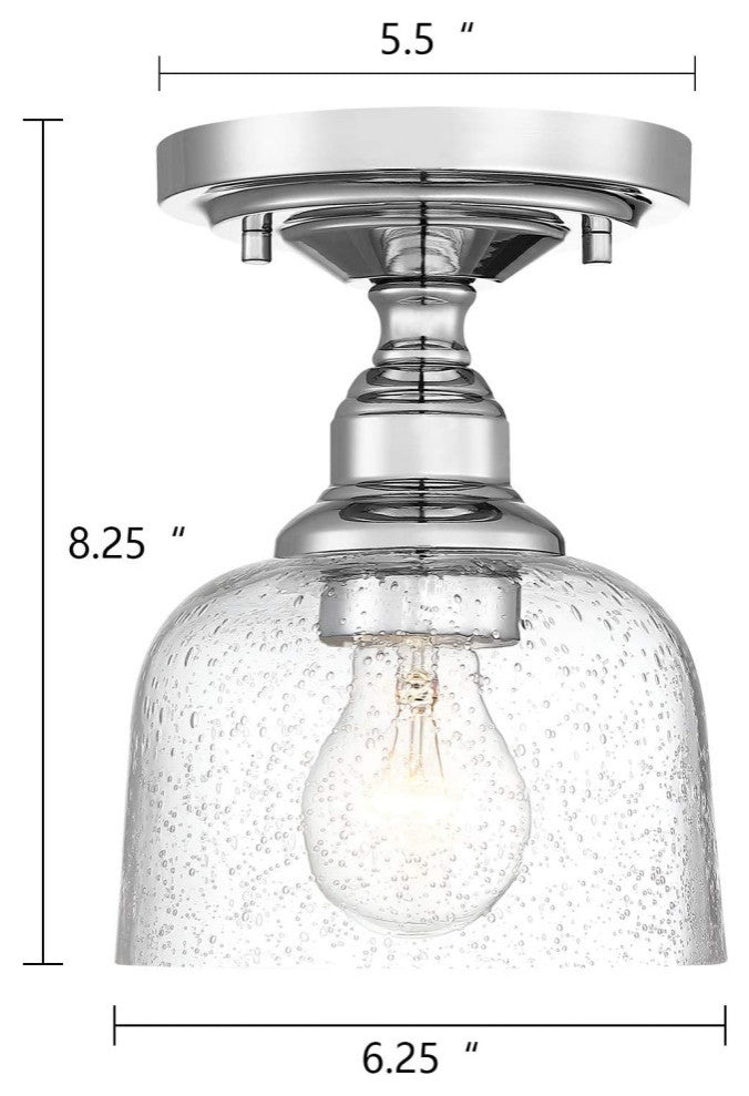 Mini Semi Flush Mount Ceiling Light drum glass ceiling lamp with chrome finish