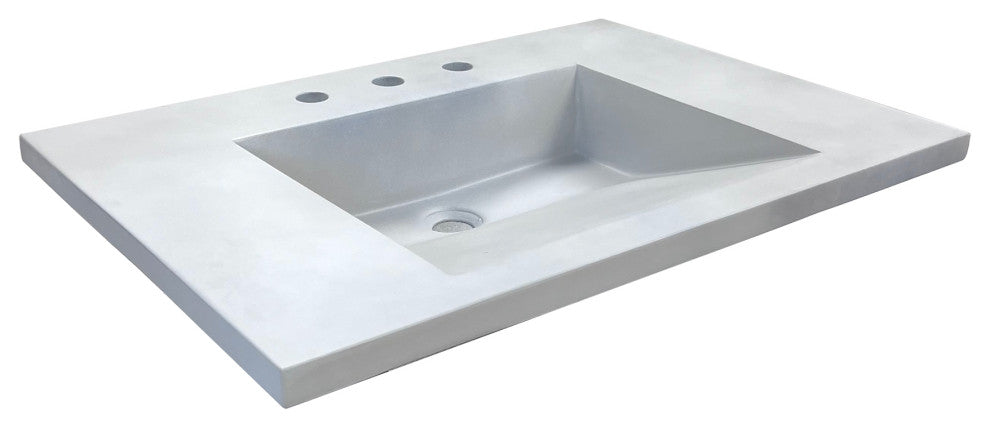 31" Single Concrete Ramp Sink Top with Slope, Light Gray