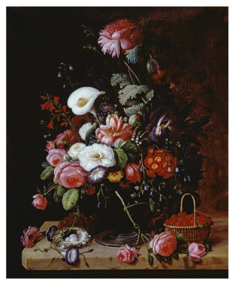 "Floral Still Life" Digital Paper Print by Severin Roesen, 27"x32"