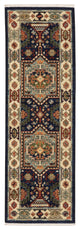 12' Blue Ivory Machine Woven Medallion Indoor Runner Rug