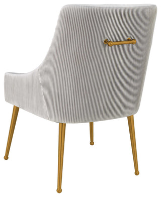 Beatrix Pleated Light Grey Velvet Side Chair - Light Grey