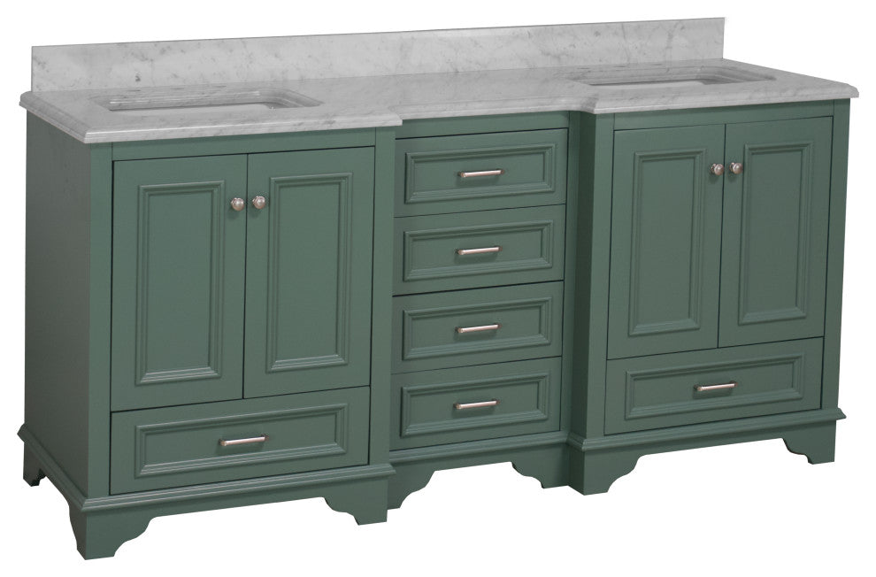 Nantucket 72" Double Bath Vanity, Sage Green, Carrara Marble